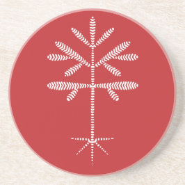 Sandstone Underlägg i Röd med ett vitt sapling