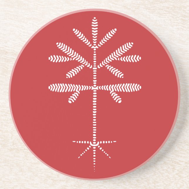 Sandstone Underlägg i Röd med ett vitt sapling (Framsidan)