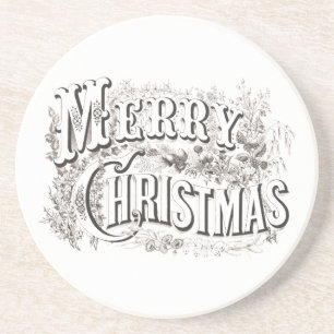 SANDSTONE UNDERLÄGG MED VINTAGEN "GOD JUL"