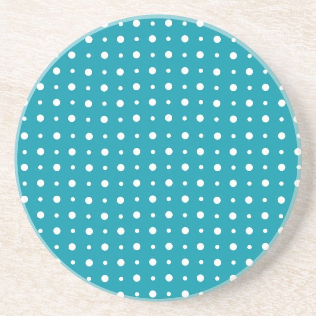 Sandstone Underlägg, Polka dots, Vit på Teal Underlägg Sandsten (Framsidan)