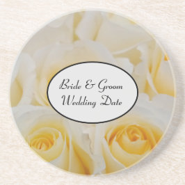 Sandstone Underlägg Vit ros Bride Groom Date