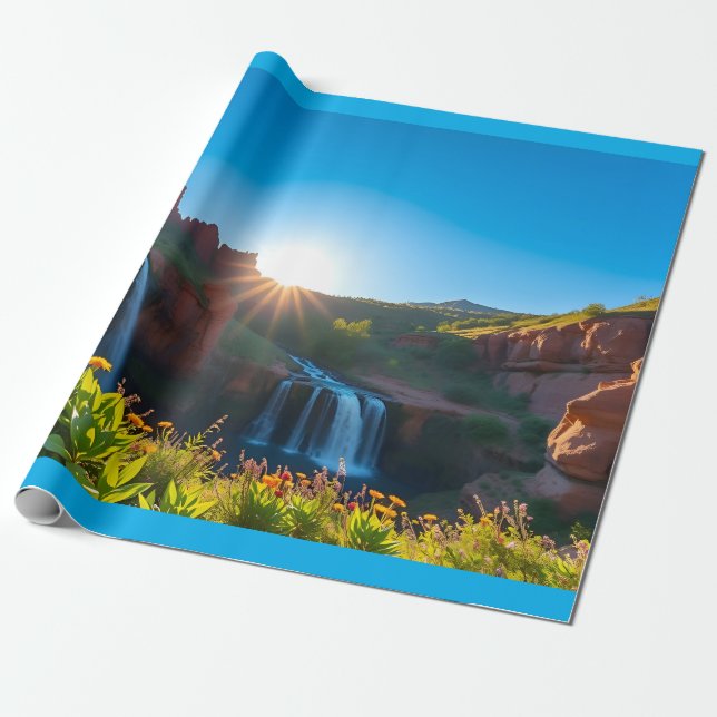 Sandstone Waterfalls liggande Presentpapper (Utrullad)