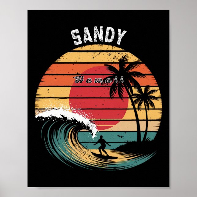 Sandstrand Hawaii Strand Surfing  Poster (Framsidan)
