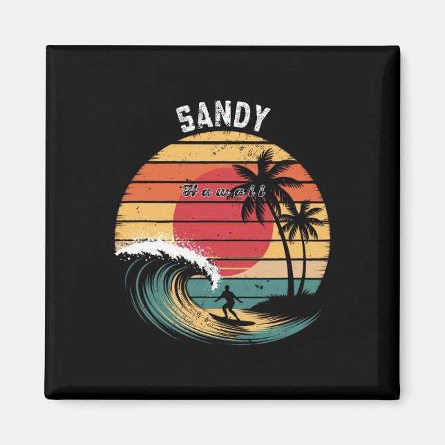 Sandstrand Hawaii Strand Surfning  Magnet (Framsidan)