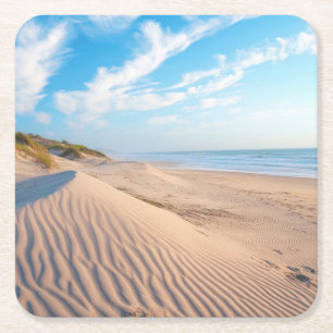 Sandstrand Underlägg Papper Kvadrat
