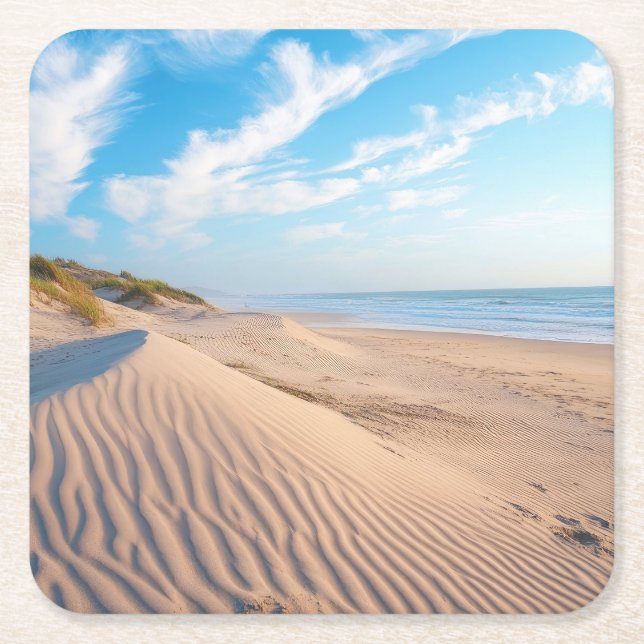 Sandstrand Underlägg Papper Kvadrat (Framsidan)