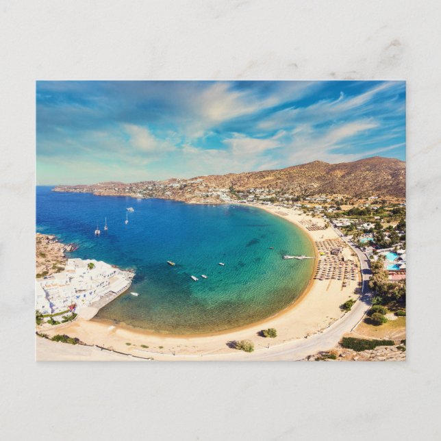 Sandstranden Mylopotas på ön Ios, Grekland Vykort (Framsida)