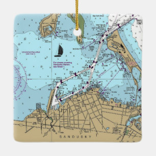 Sandusky OH Nautical Diagram Julgransprydnad Keramik