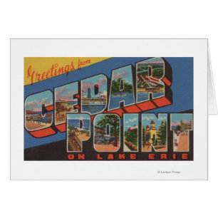Sandusky Ohio - Lake Erie - cederträ pekar Hälsningskort
