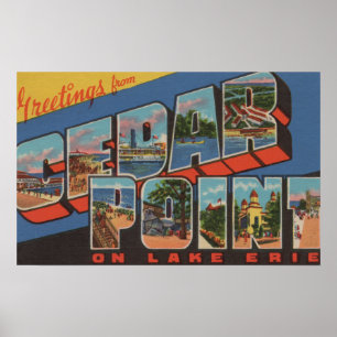 Sandusky, Ohio - Sjö Erie - Cedar Point Poster