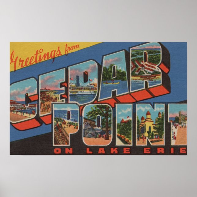 Sandusky, Ohio - Sjö Erie - Cedar Point Poster (Framsidan)