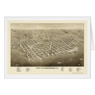 Sandusky panorama- karta för OH - 1883 Hälsningskort