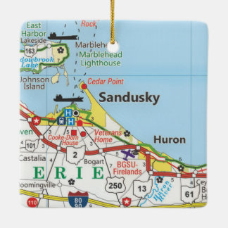 Sandusky Road Karta Julgransprydnad Keramik