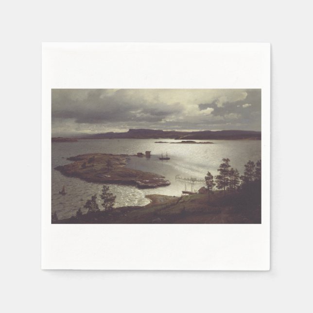 Sandviksfjorden av Hans Gude Pappersservett (Framsidan)
