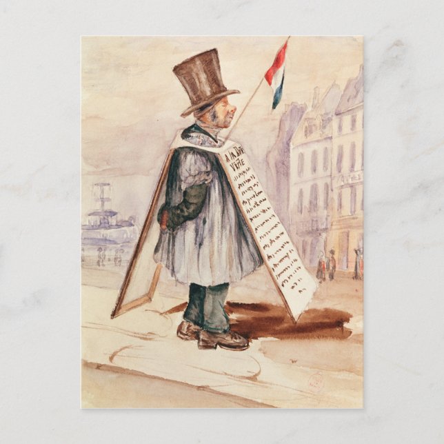 Sandwich Board Man, Boulevard du Temple, 1839 Vykort (Framsida)
