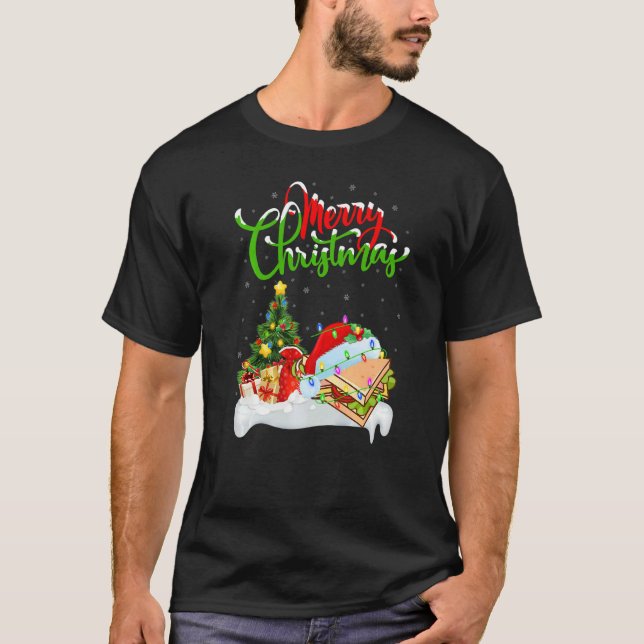 Sandwich Food  Xmas Decoration Santa Sandwich Chri T Shirt (Framsida)
