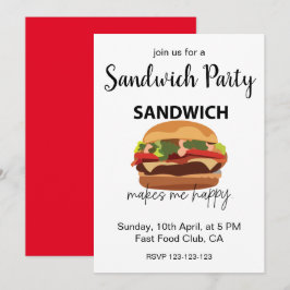 Sandwich gör mig Lycklig Party Inbjudningar