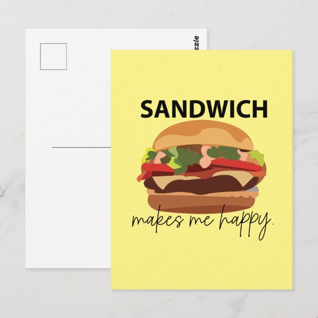 Sandwich gör mig Lycklig Vykort (Fram/baksida)