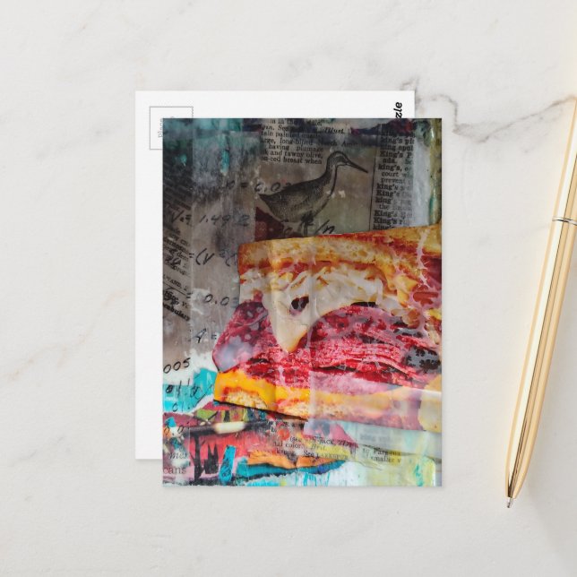 sandwich junk journal Mixed Media Collage Vykort (Fram/Back In Situ)