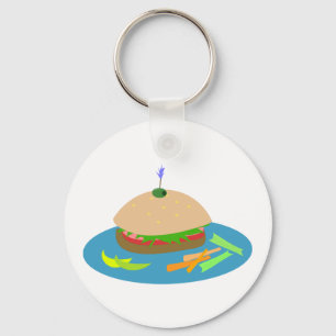 Sandwich med Veggie Sides Roligt Food Nyckelring