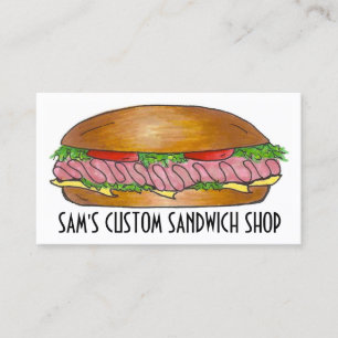 Sandwich Sandwiches Ham Cheese Hoagie Food Deli Visitkort