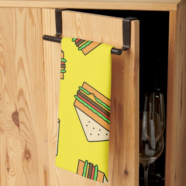 Sandwich Seamless Mönster | Sandwich Puns| Sandwic Kökshandduk (Thirds Fold)