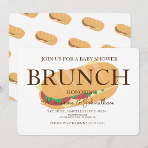 Sandwich Sub Brunch Baby Shower Inbjudningar