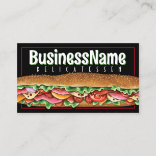 Sandwich Sub Shop Deli Hoagie Catering Visitkort