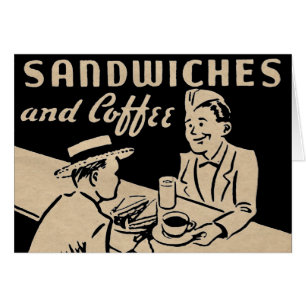 Sandwiches och kaffe hälsningskort