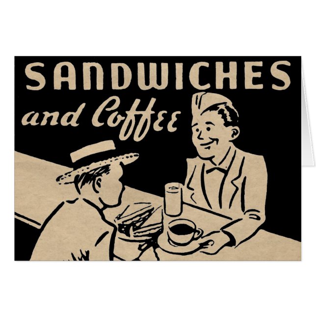Sandwiches och kaffe hälsningskort (Framsidan Horizontal)