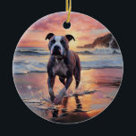 Sandy American Stafford Hund på Beach Sunset Julgransprydnad Keramik<br><div class="desc">Ta dig in i vår vackra "Sandy Tassar och Sunset Hues"-hund på solnedgången. Den här fängslande scenen fångar kärnan av en perfekt kväll vid kusten, med en lojal hund-vän som njuter av den gyllene sanden och de andningsande nyheterna om sol. Oavsett om du är hund älskare eller solnedgångsentusiaster, så ger...</div>