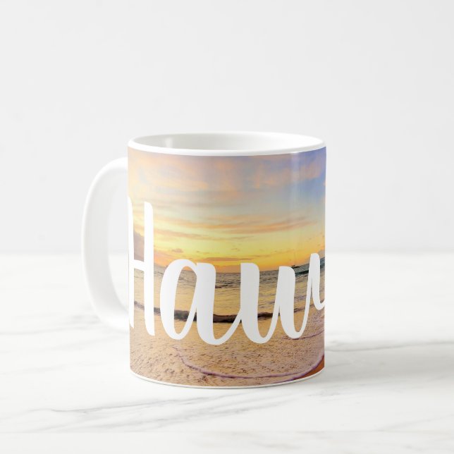 Sandy Beach and Sunset Kaffemugg (Framsida vänster)