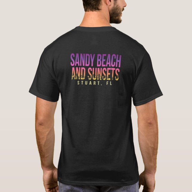 Sandy Beach and Sunset Stuart Summer Florida Trop T Shirt (Baksida)