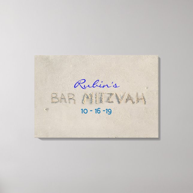 SANDY BEACH Bat mitzvah Memory Sign-In Board Canvastryck (Framsida)