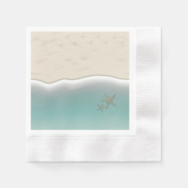 Sandy Beach Bird Footprint Papper Cocktail Napkins Pappersservett (Framsidan)
