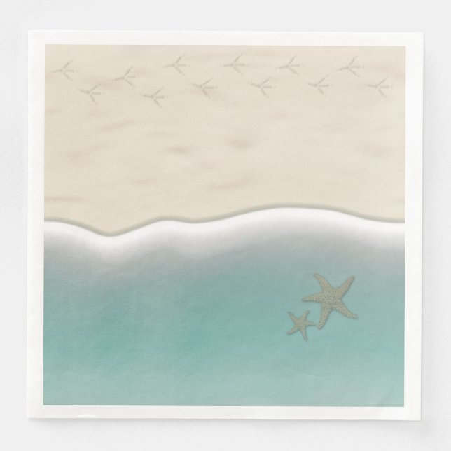 Sandy Beach Bird Footprint Papper Dinner Napkins Pappersservett (Framsida)