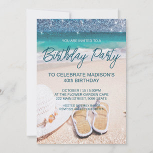 Sandy Beach Birthday-inbjudan Inbjudningar