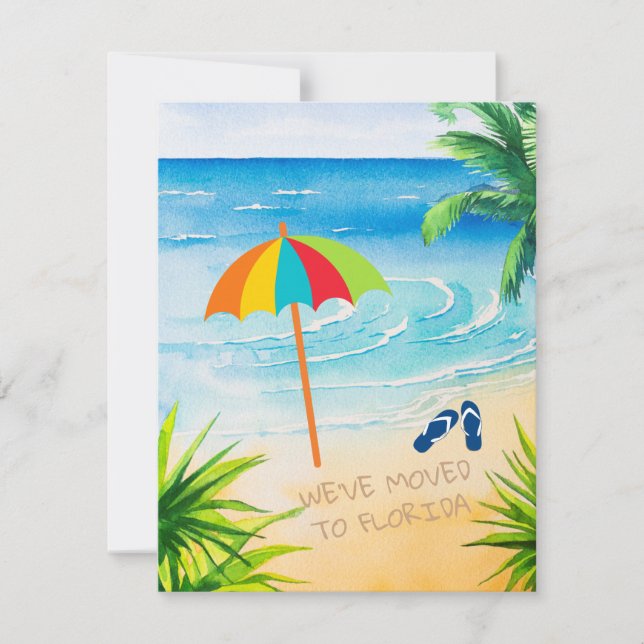 Sandy Beach Handflatan Träd Vi har flyttat till Fl Meddelande (Framsida)