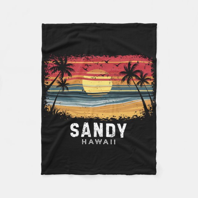 Sandy Beach Hawaii Surfboard Beach  Fleecefilt (Framsidan)