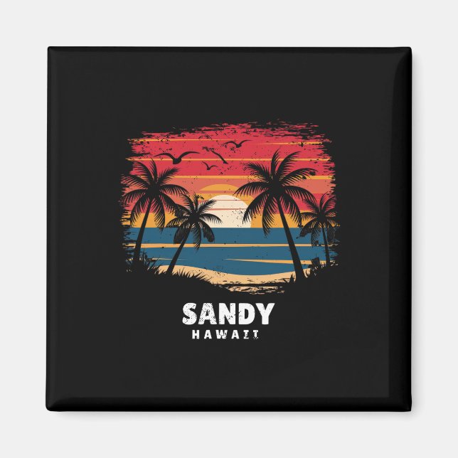 Sandy Beach Hawaii Surfbräda Palmtree Souvenir  Magnet (Framsidan)