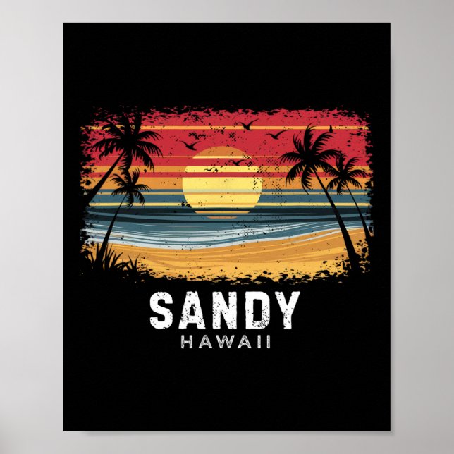Sandy Beach Hawaii Surfbräda Strand  Poster (Framsidan)