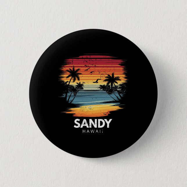 Sandy Beach Hawaii Surfbräda Surfing Vintage  Knapp (Framsida)