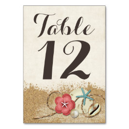 Sandy Beach Hibiscus & Snäcka Bröllop Bordsnummer