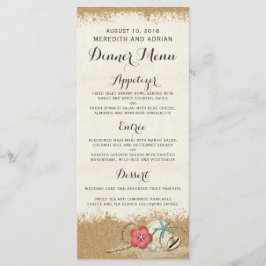 Sandy Beach Hibiscus & Snäcka Bröllop Dinner Menu Meny