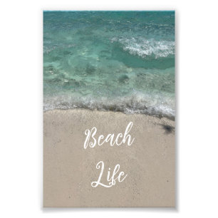 Sandy Beach Life Teal Blue Grönt Artsy Abstrakt Fototryck