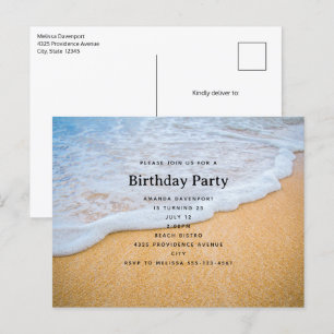 Sandy Beach med Foamy Surfa Birthday Inbjudan Vykort