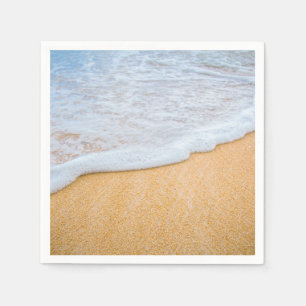 Sandy Beach med Foamy Surfa Photo Pappersservett