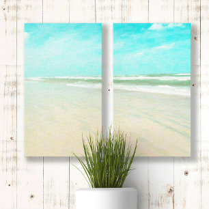 Sandy Beach med Turquise Himlar Canvastryck