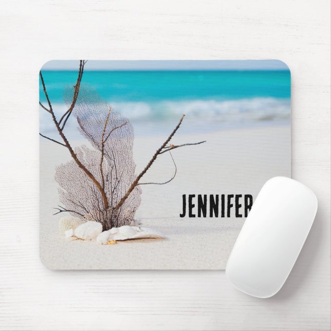 Sandy Beach med White Seashells Musmatta (Med mus)