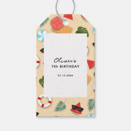 Sandy Beach Mönster sommartid, Roligt Födelsedagsf Presentetikett